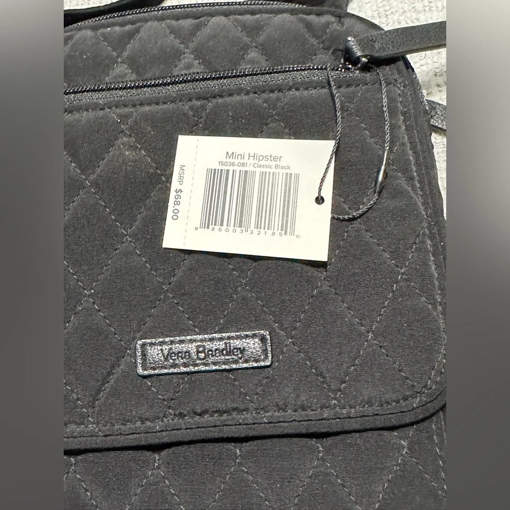 Vera Bradley Black Quilted Mini Hipster Purse With Polka Dot Interior - Picture 3 of 8